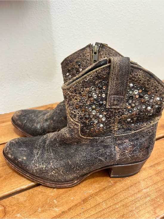 Frye Shoes - Frye Brown Studded Leather Western Ankle Boots